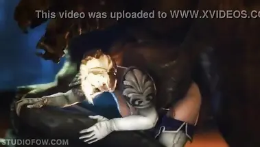 Огромный монстр трахает сисястую бабу во влагалище и заливает его спермой