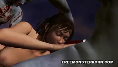 Два мужика зомби ебут на земле живую девушку