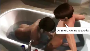 Мама подрочила сиськами член сына и трахнулась с ним в ванной