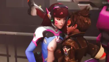 Tracer устроила еблю с футарани D.Vа из игры «Overwatch»
