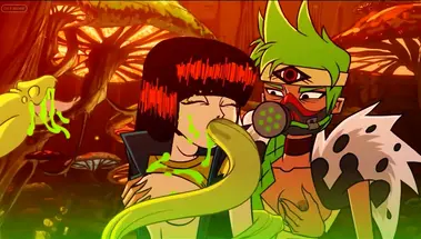 Зеленый монстр трахает Julie Kapulsky в рот в порно пародии на «Мотор-сити»