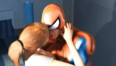 Человек-паук трахает Мэри Джейн, привязав её паутиной к потолку