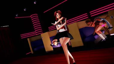 Студентка в юбке танцует, пока парочки ебутся за столиками в кафе - хентай видео