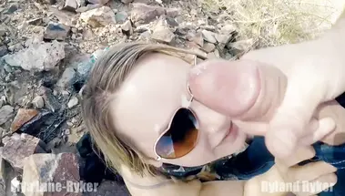 Нарезка минета на природе и ебли раком с кремпаем от блондинки