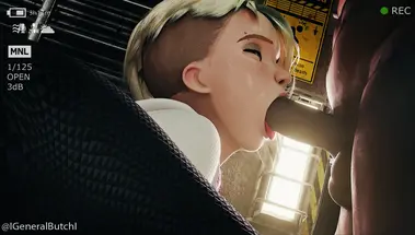 Негр сношает анал через порванные штаны мультяшной телки с хуем во рту