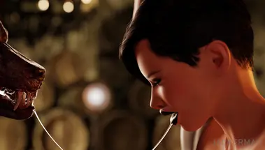 Оборотень ебет очко связанной вампирши и наполняет ее спермой