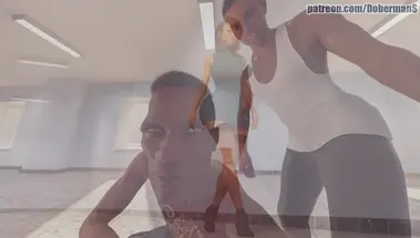 Училка на столе истекает спермой из щелей после двойного проникновения от негров